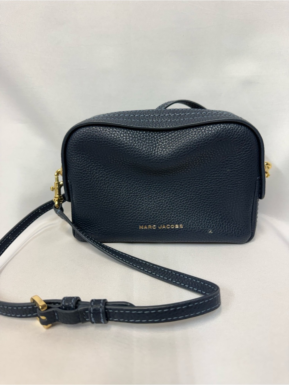 Marc Jacobs Navy Pebbled Leather Crossbody with Gold Hardware